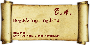 Bogdányi Agád névjegykártya